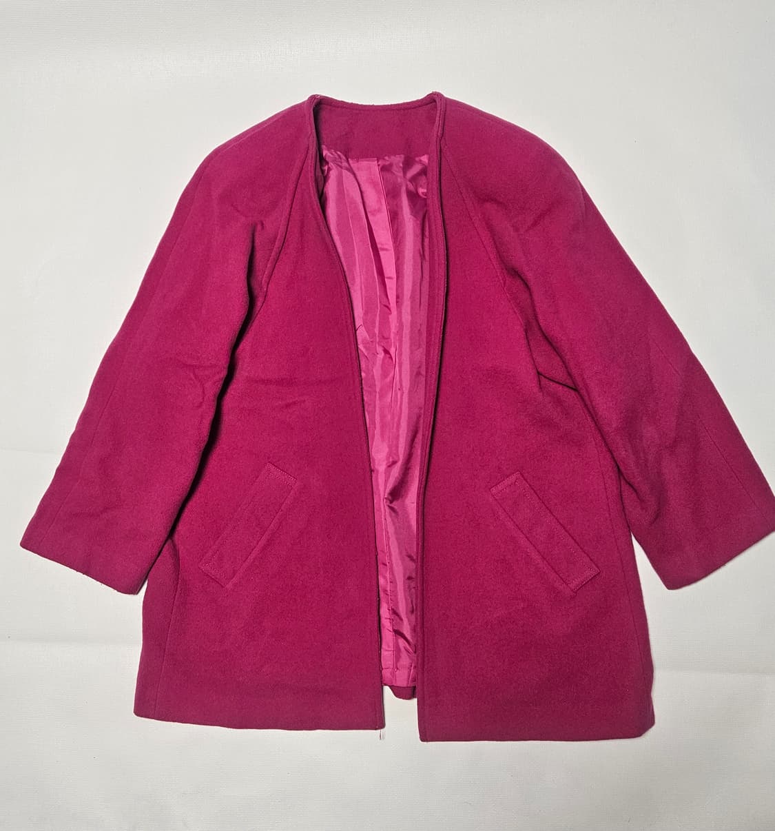 핫핑크 모직 하프코트 상품이미지1