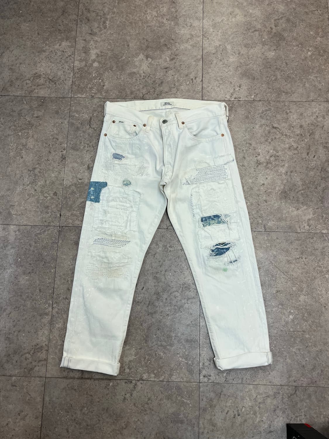 폴로 패치 워크 데님 팬츠 화이트 30X32 #csz2216 상품이미지2