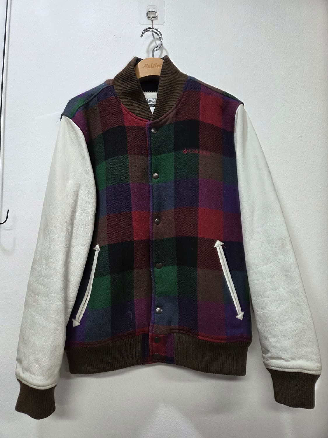 컬럼비아 울 레더 바시티 자켓 봄버점퍼 블루종 상품이미지1