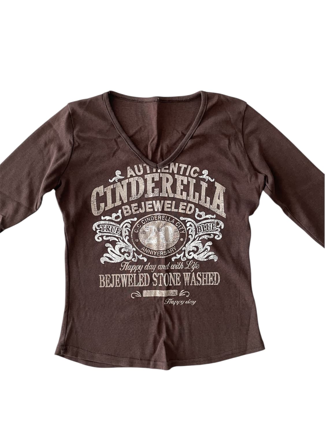 레터링 브이넥 티셔츠 상품이미지1