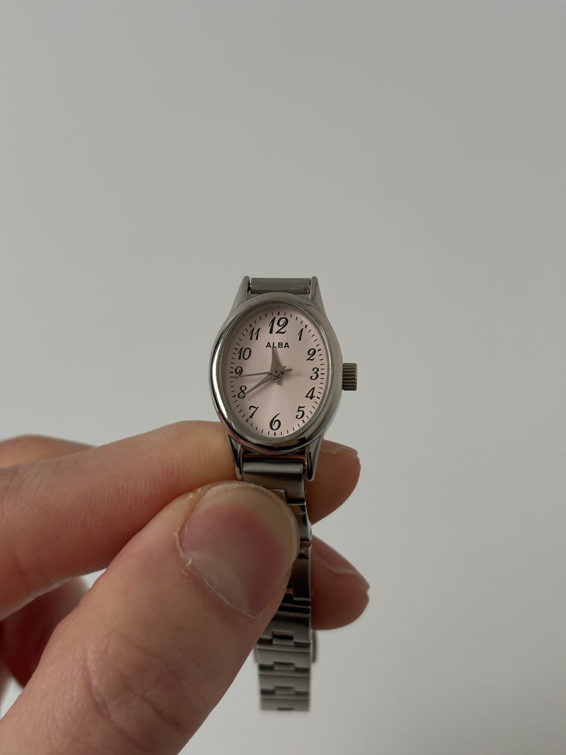 세이코 알바 1990년대 빈티지 시계 핑크 실버 오벌 쿼츠 여성 상품이미지2