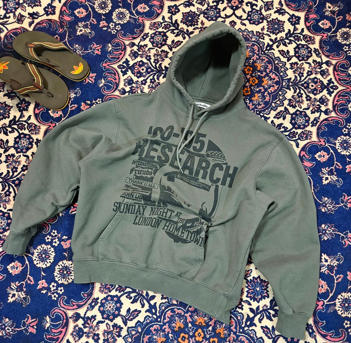 비바스튜디오 빈티지 로고 그런지 무드 기모 후드티셔츠 XL 상품이미지2