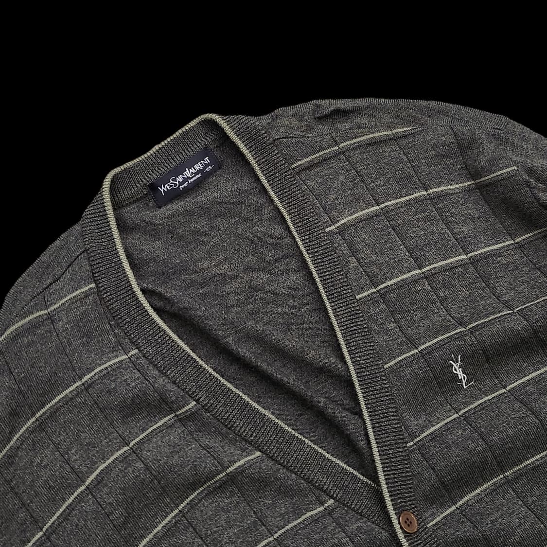 입생로랑 뿌르옴므 빈티지 체크 니트 가디건 상품이미지5