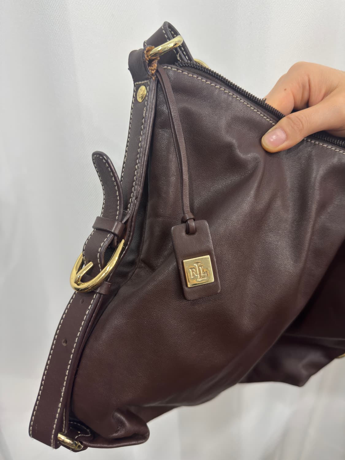 ralph lauren brown leather shoulderbag 상품이미지5