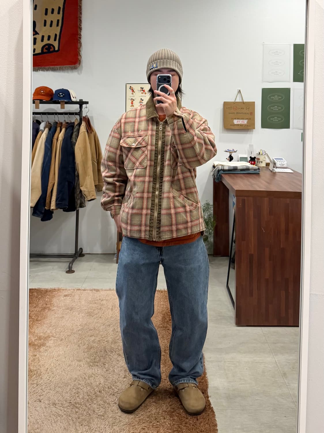 00s Soviet 빈티지 체크 코튼 플란넬 집업 자켓 상품이미지2