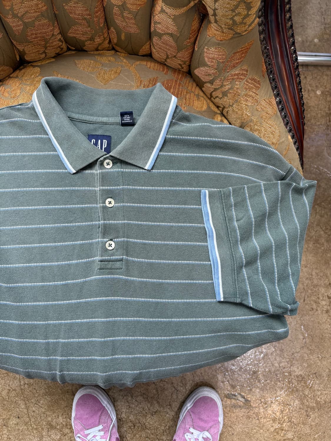 90s 올드 갭 스트라이프 카라 티셔츠 상품이미지2