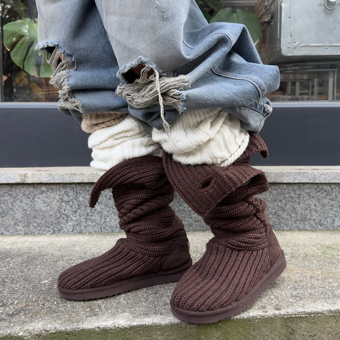 2000s Y2K 니트 카디 어그 부츠 상품이미지5