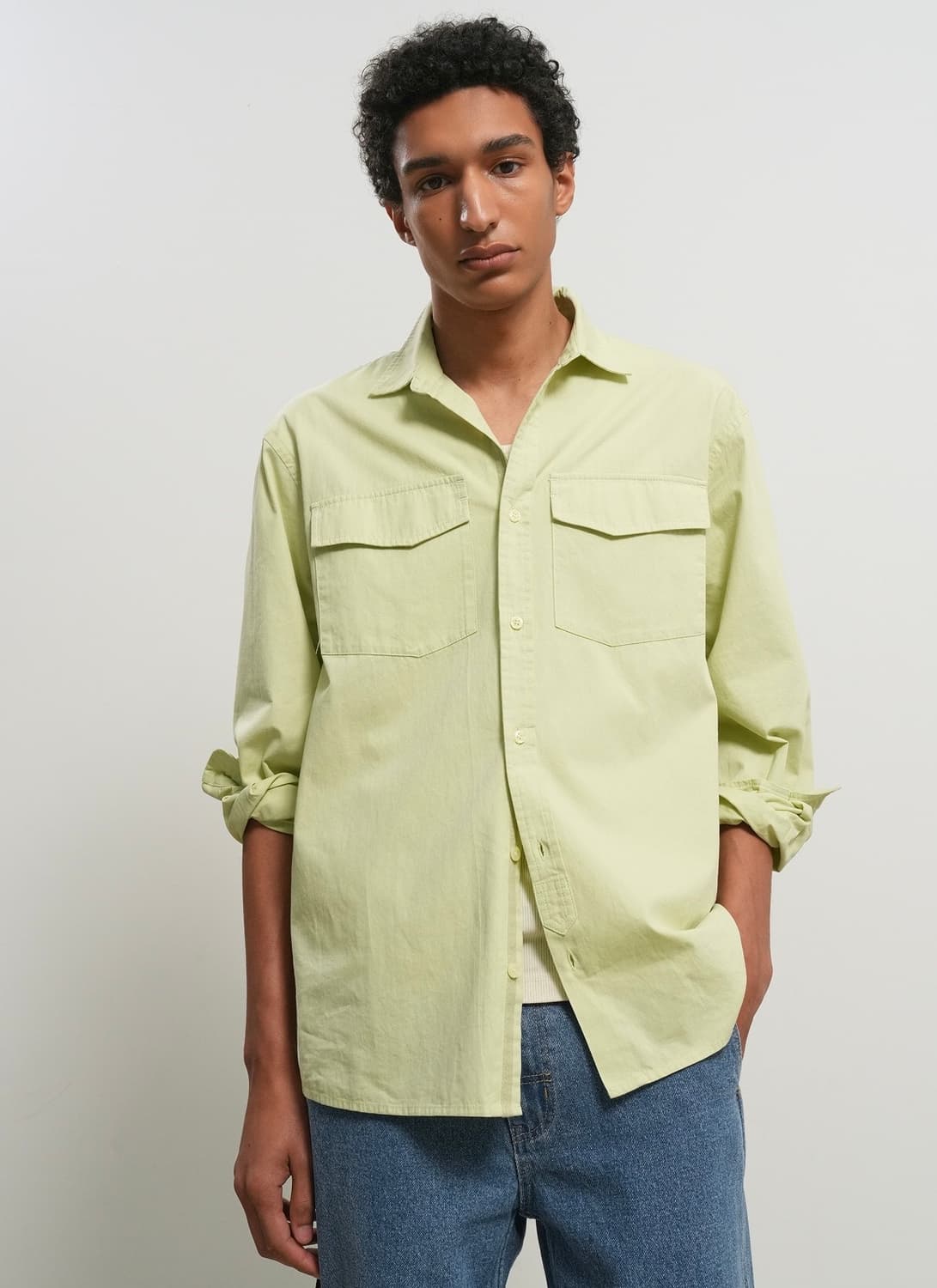 제너럴 아이디어 워시드 더블 포켓 셔츠 상품이미지1