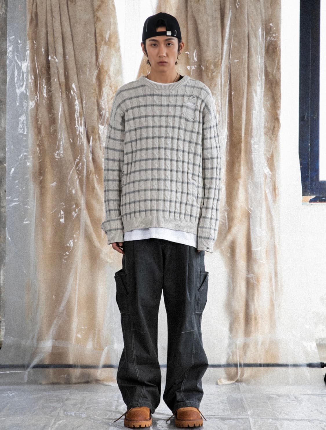 [L]엑스톤즈 카시아 더블 포켓 워싱 코튼 팬츠 차콜 상품이미지6