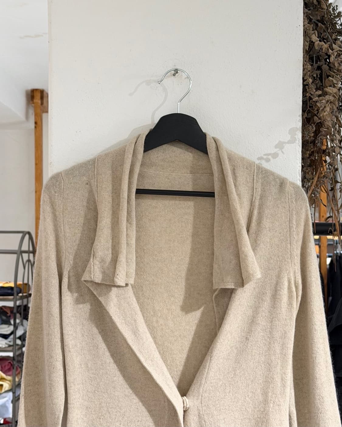 엘리 타하리 베이지 캐시미어 오픈 카라 롱슬리브 상품이미지4