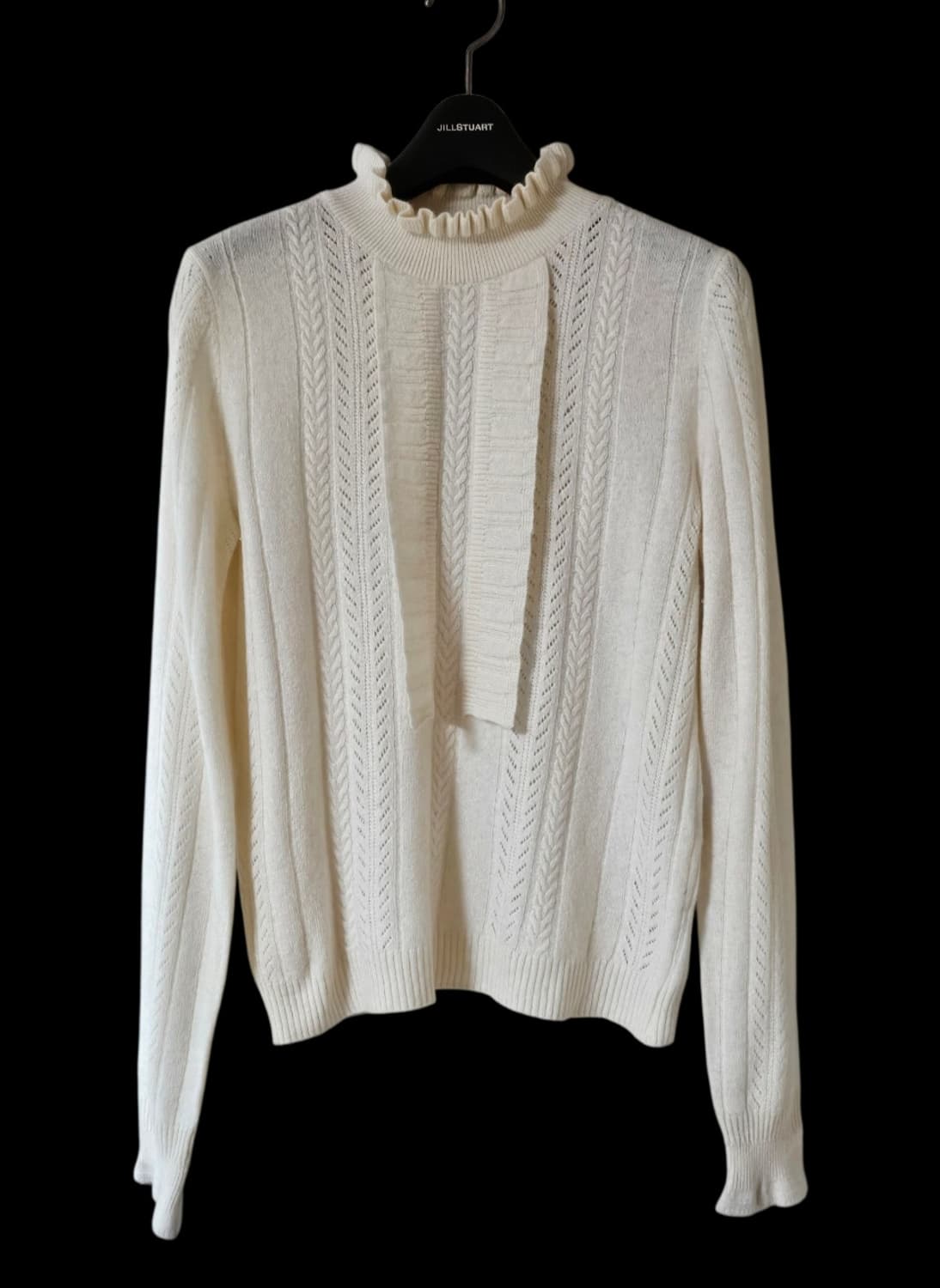 앳코너 아이보리 모크넥 프릴 장식 여성 니트 스웨터 S 상품이미지6