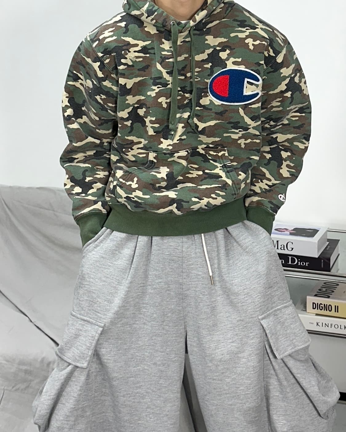 챔피온 제펜 카모 빅로고 후드티 L 상품이미지1