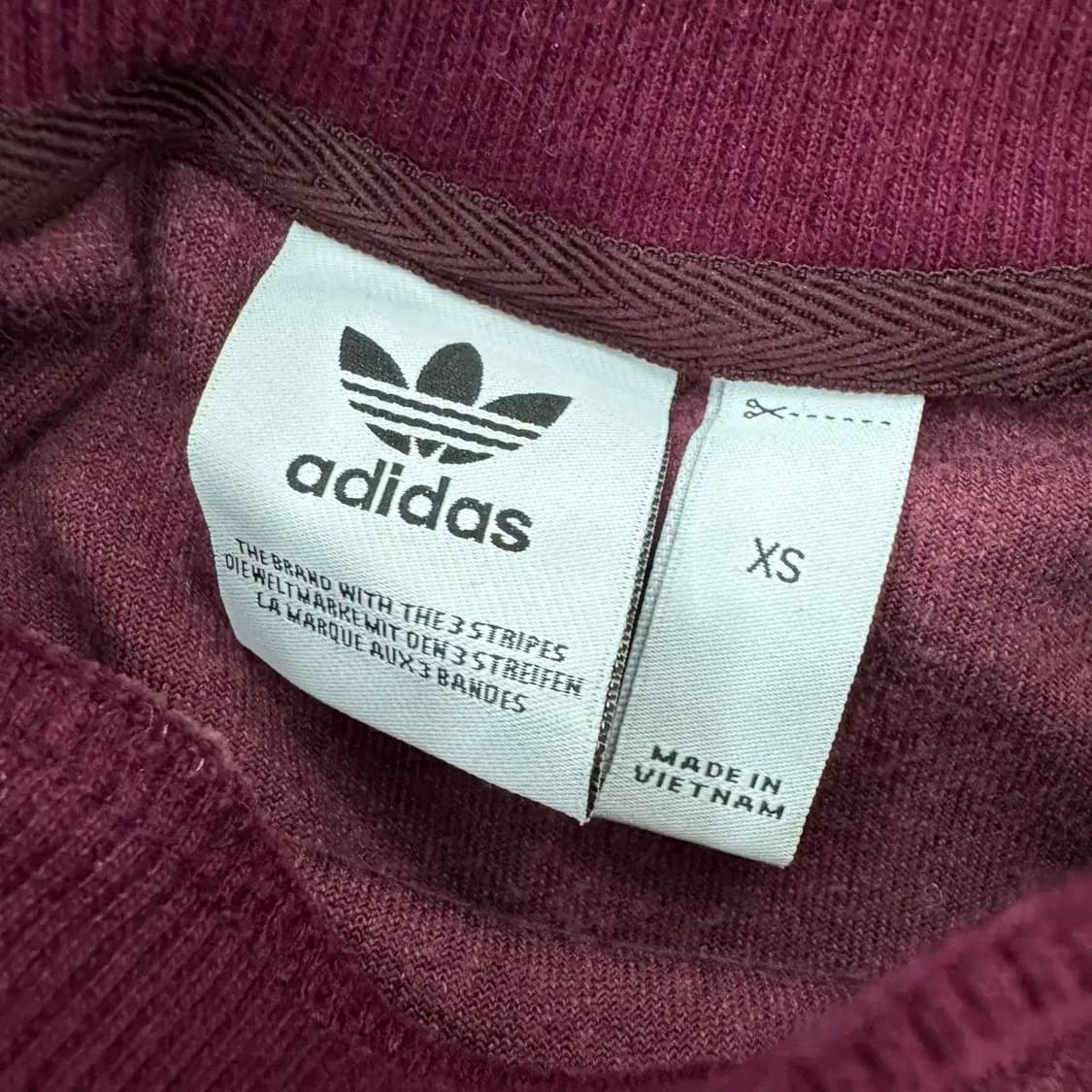 여성용 XS 아디다스 버건디 트레포일 크루 맨투맨 티셔츠  상품이미지4