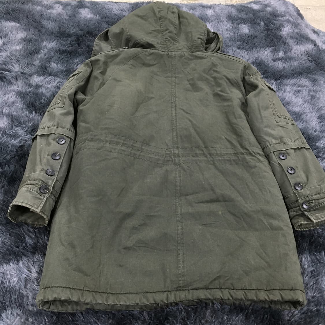 투티/0297 G.ATTITUDE 천연 양모 카키 야상 후드 자켓 빈티지 상품이미지6