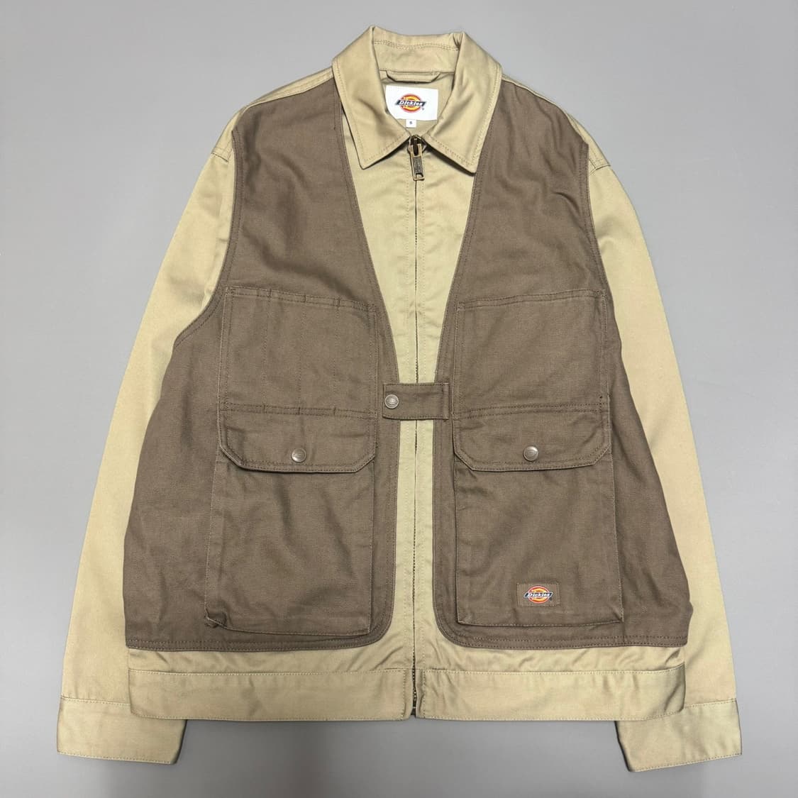 디키즈 베이지 트윌 코튼 캔버스 베스트 패치 워크 아이젠하워 워크 자켓 상품이미지8
