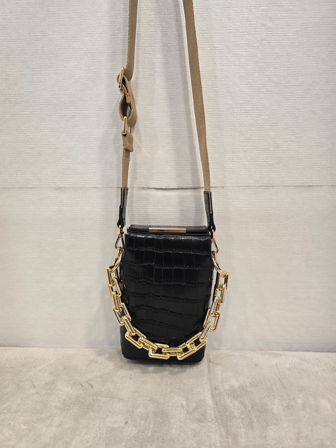거의새거) 핀에스커 블랙 악어 패턴 미니 크로스백 토트백  폰백 상품이미지1