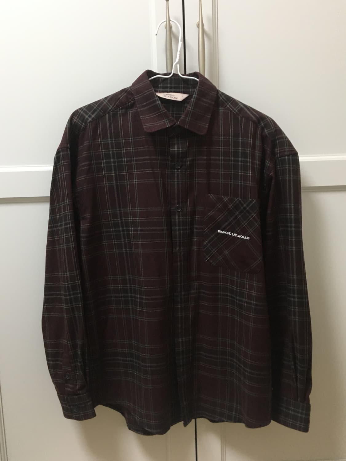 [다이아몬드 레이라] 다크버건디 므드 체크 셔츠 S45 상품이미지5