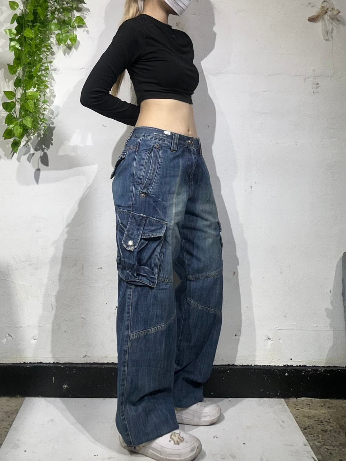 May Pole 빈티지 중청 대장급 데님 카고 팬츠 와이드 포켓 청바지  상품이미지1