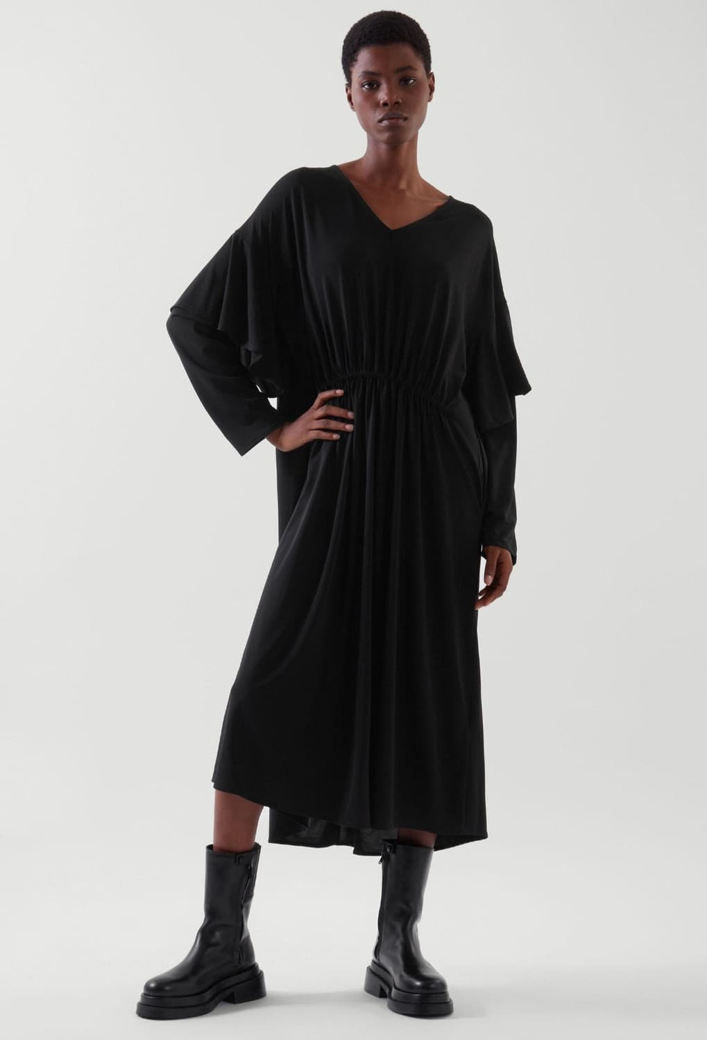 코스 러플 슬리브리스 롱원피스 프리사이즈 상품이미지1