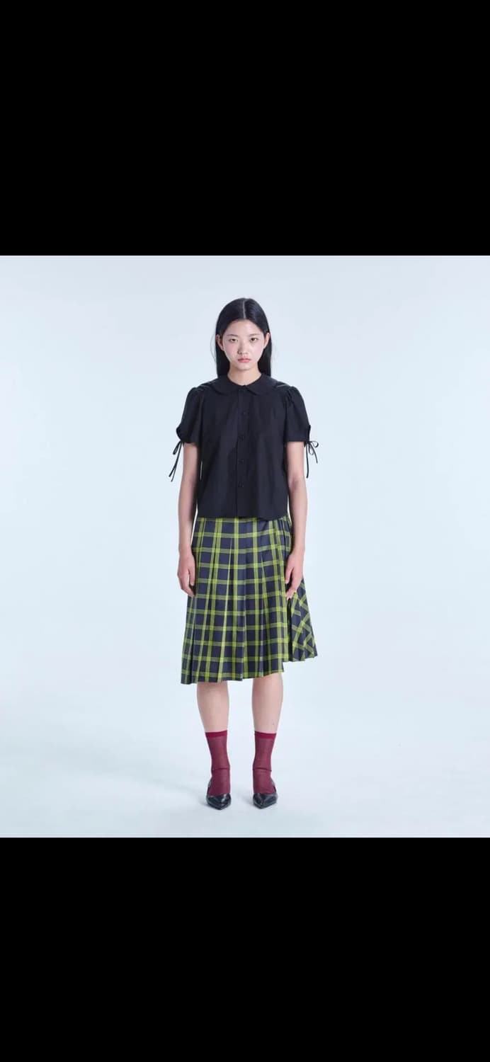 cosmos 코스모스 퍼프 피터팬 칼라 셔츠 블랙 상품이미지2