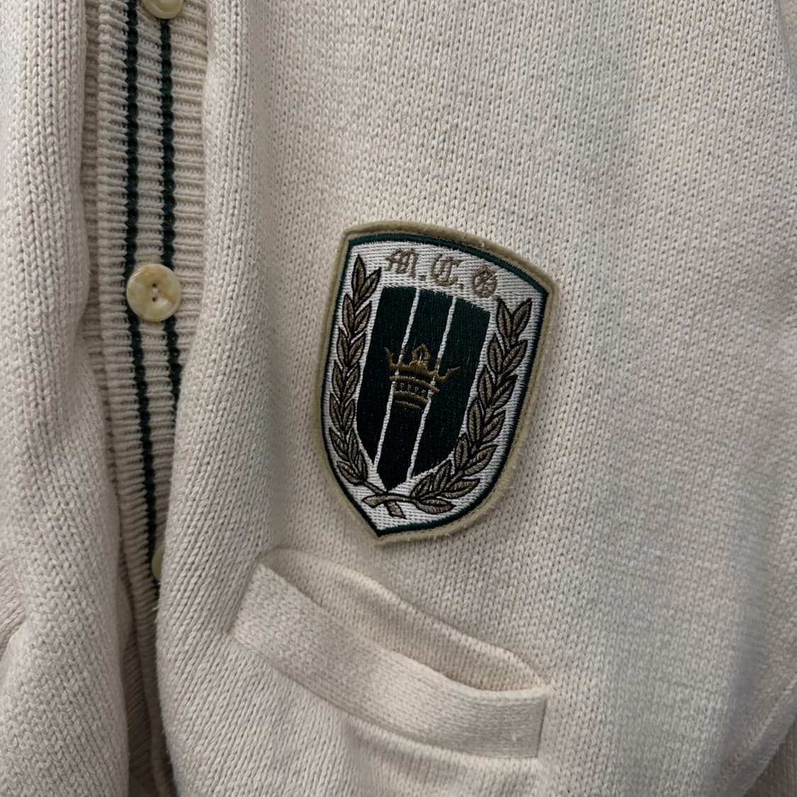 90s 맥그리거 월계수 와펜 패치 프레피 빈티지 크리켓 가디건 니트 상품이미지6