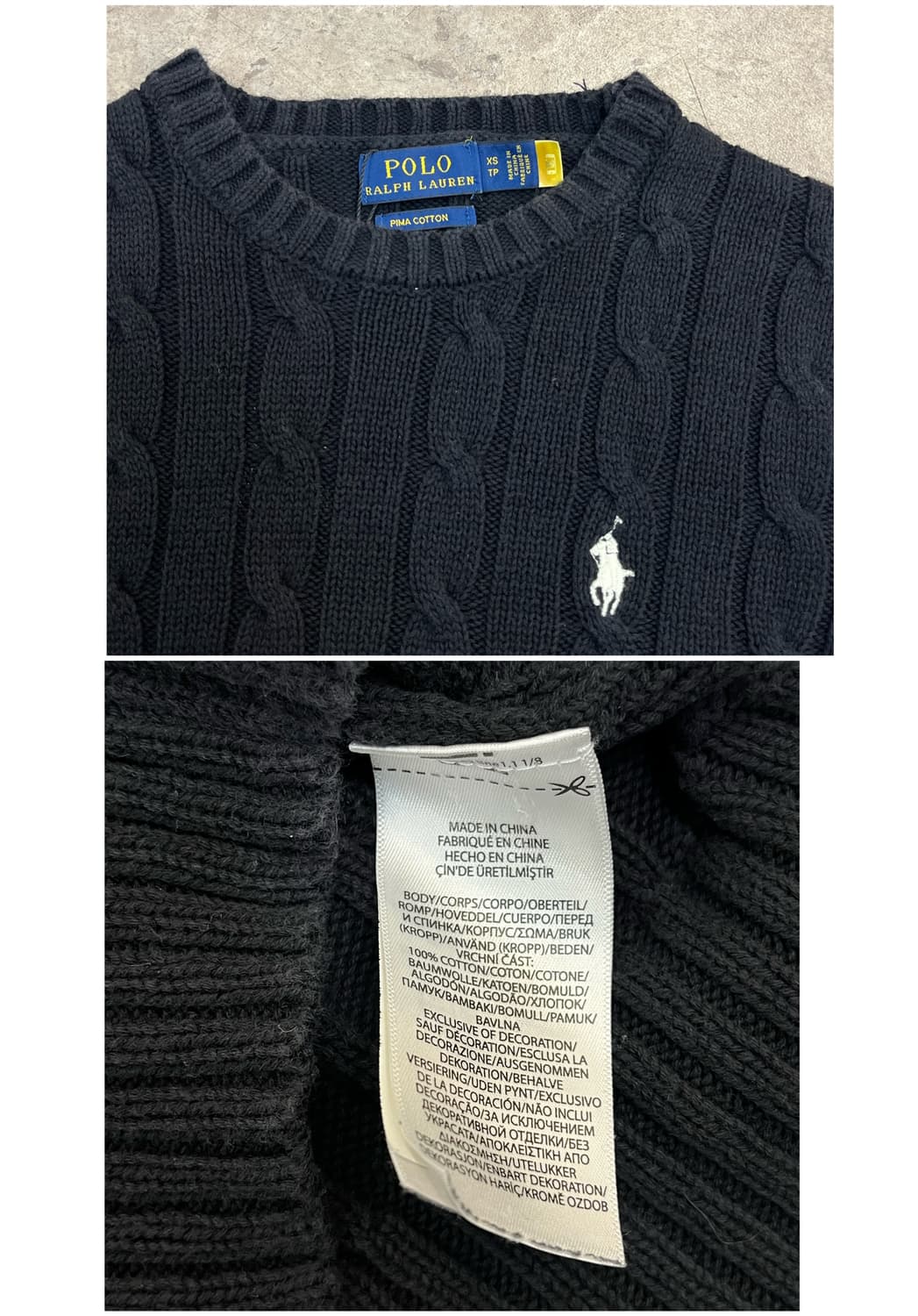 폴로 랄프로렌 꽈배기 반팔 니트 블랙 XS #csz3685 상품이미지3