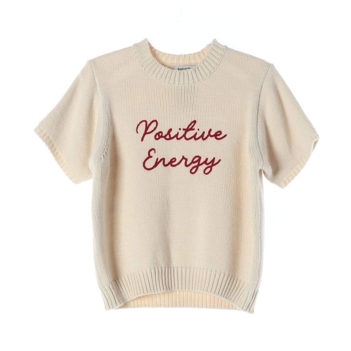 에잇세컨즈 포지티브 에너지 레터링 자수 반팔 니트 M 상품이미지1
