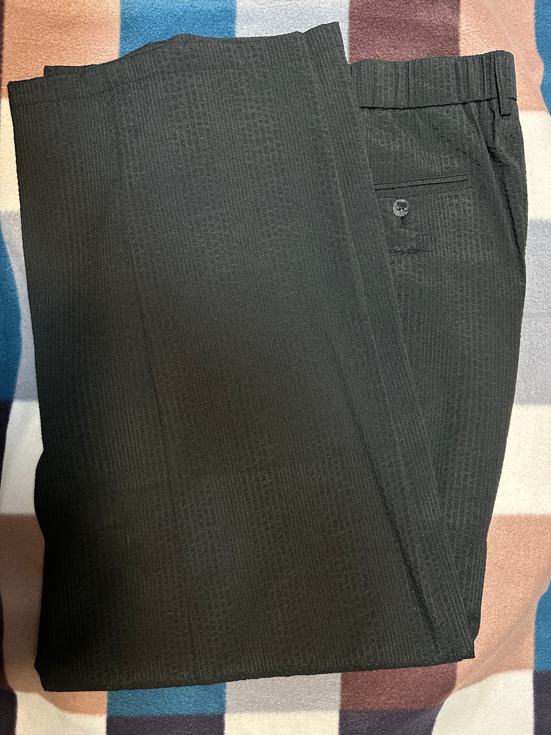 [디미트리 블랙] - 와이드핏 시어서커 투턱 팬츠_블랙 3(XL) 상품이미지4