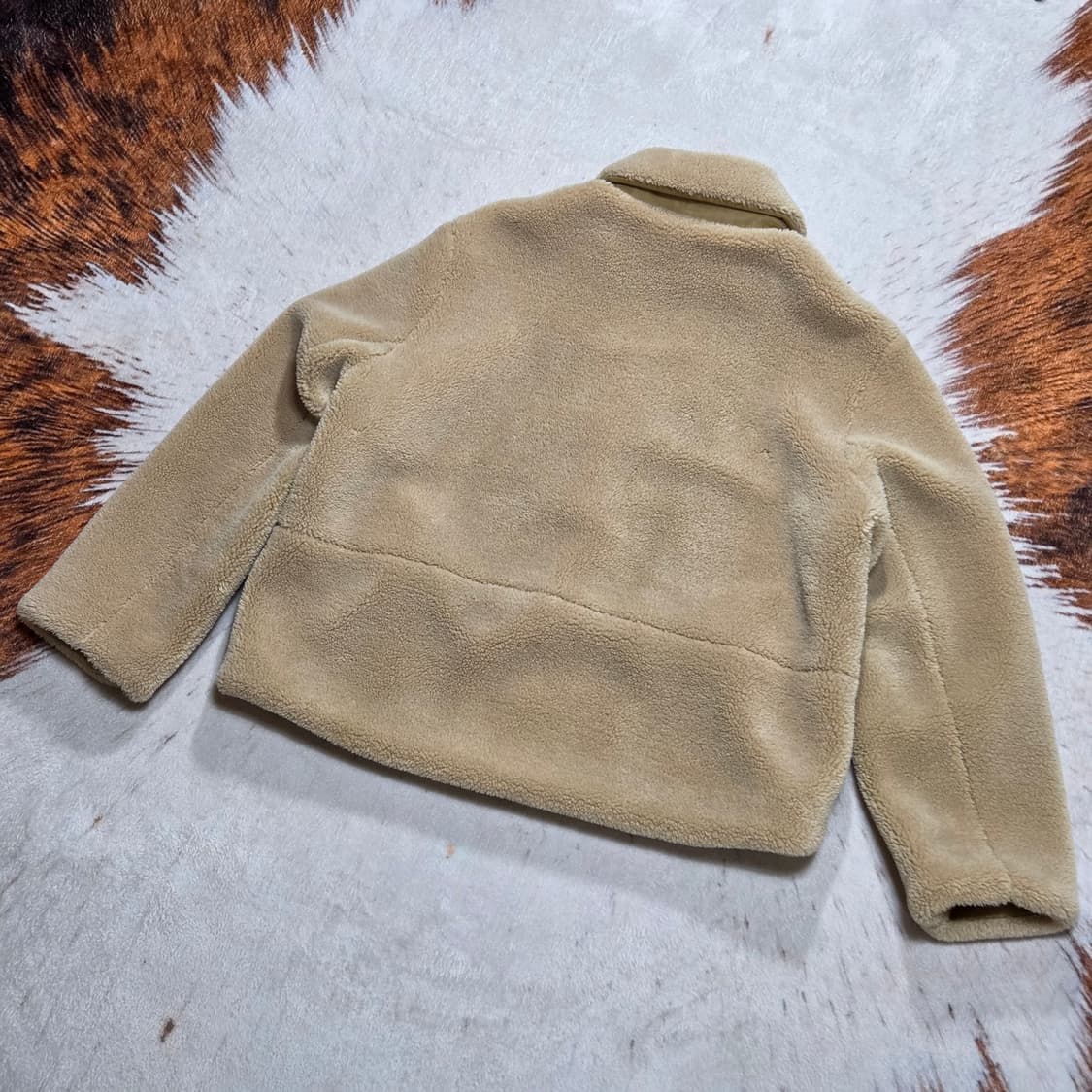 빈티지 베이지 뽀글이 퍼 카라 자켓 상품이미지4