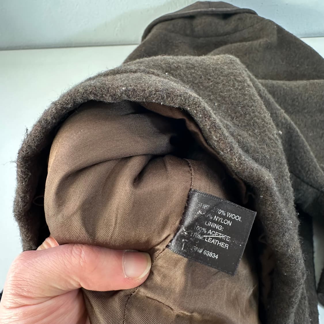 L 버버리 딥브라운 오버핏 레더카라넥 크롭 울자켓 상품이미지7