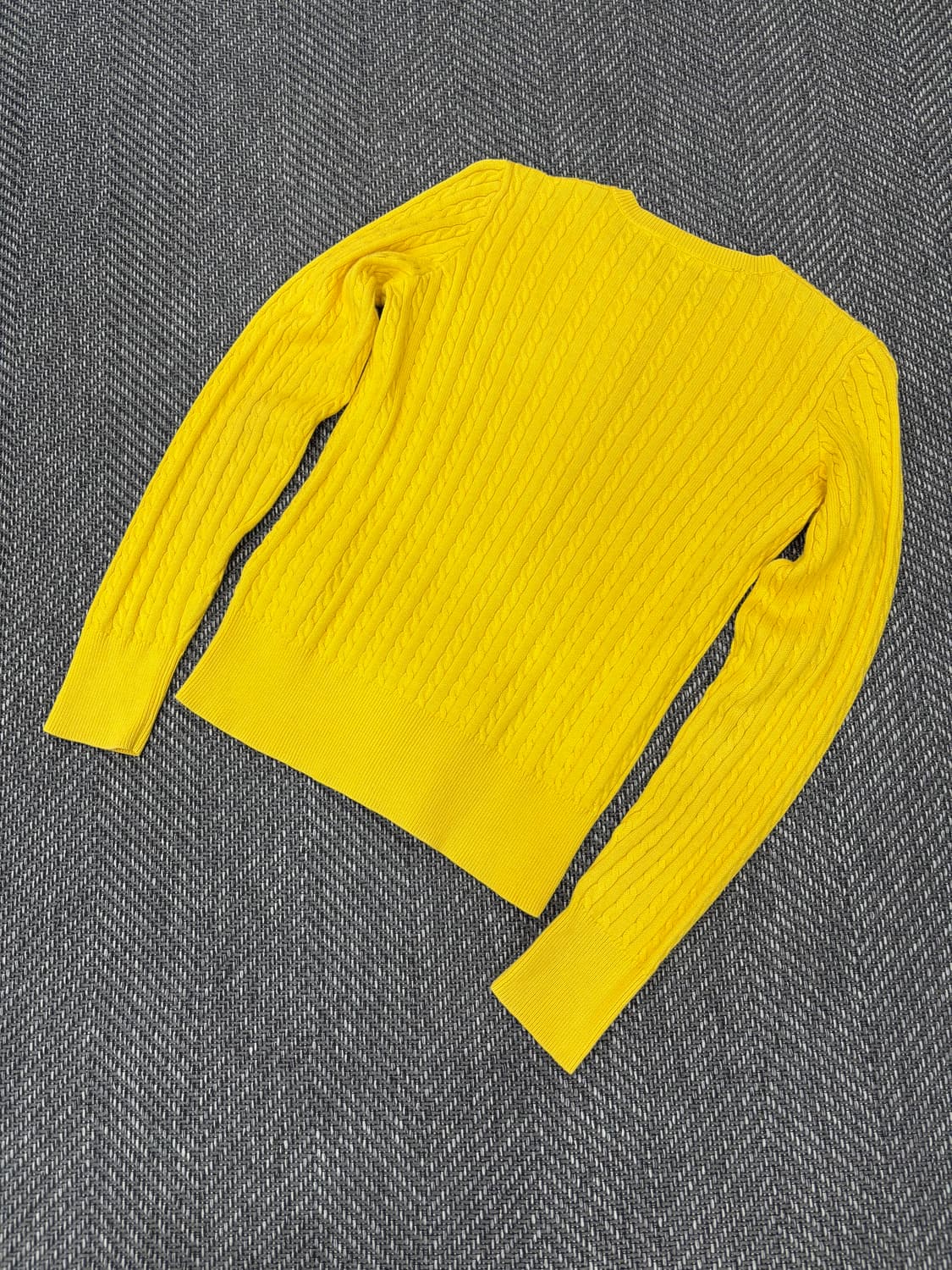  폴로 꽈배기니트 가디건 옐로우 상품이미지5