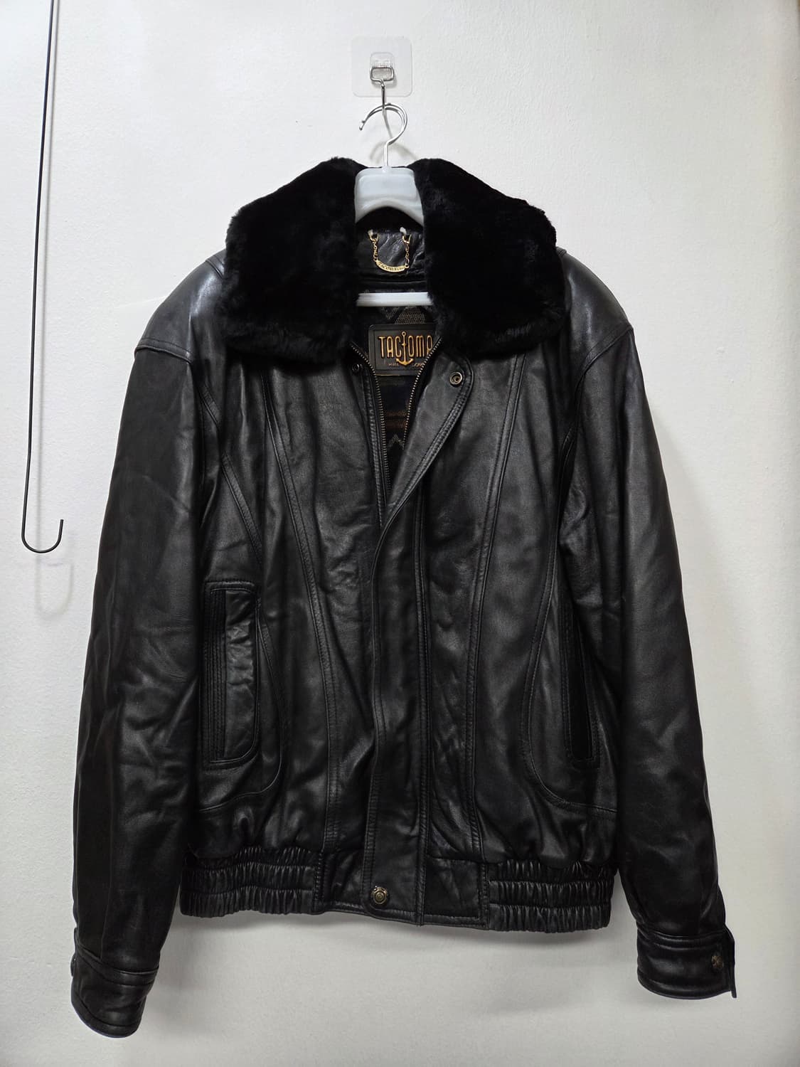 TACHOMA 블랙 양가죽 봄버 빈티지 점퍼 90" Y2K 상품이미지1