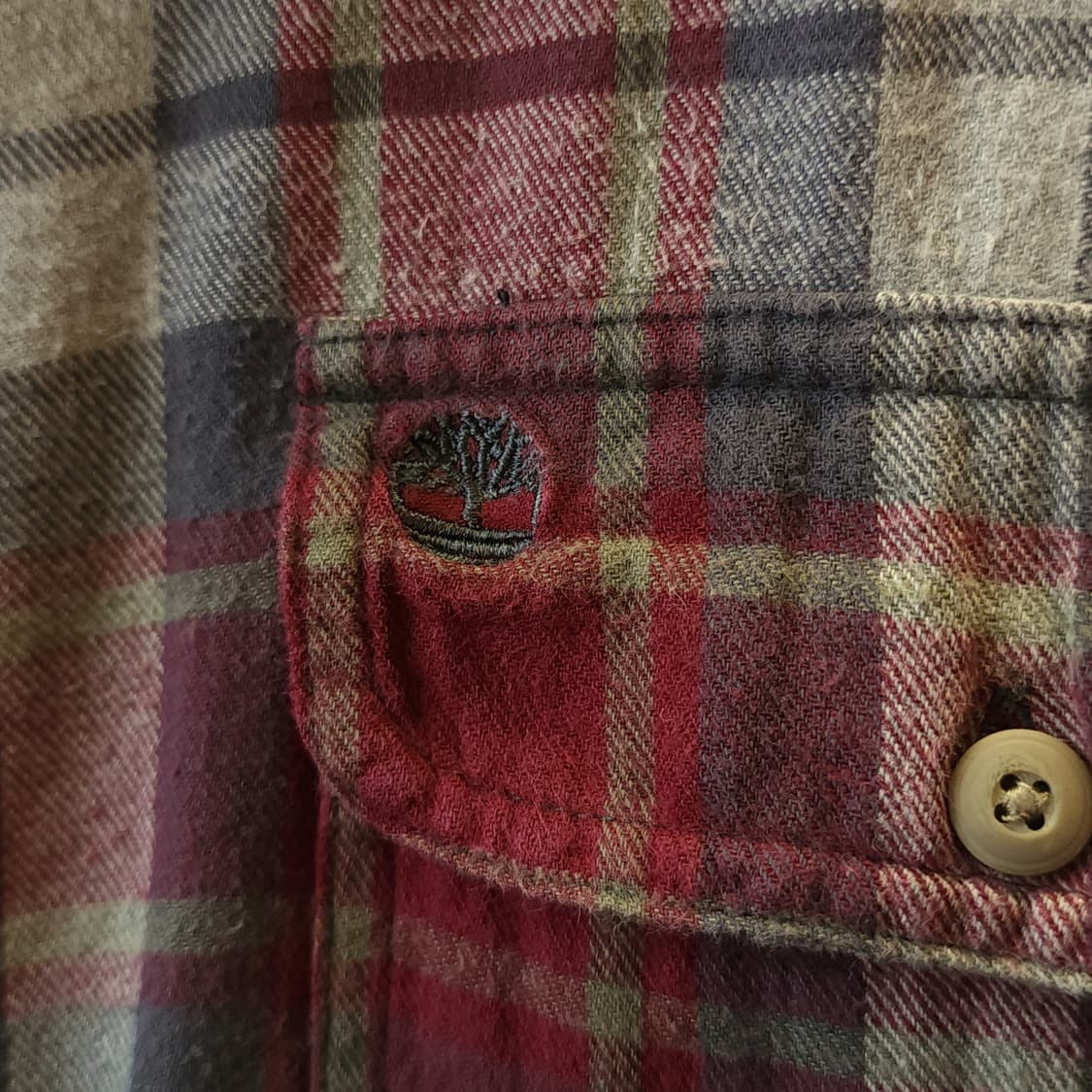 90s 팀버랜드 체크셔츠 플란넬 셔츠 헤비코튼 워크셔츠 버건디 2xl 상품이미지7