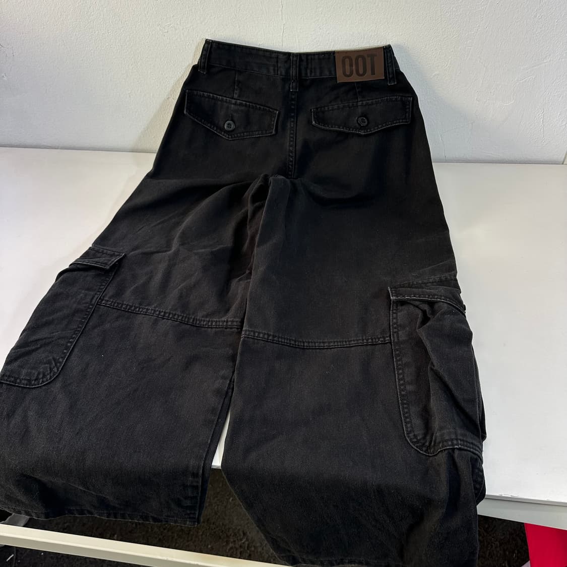 우먼M OOTJ 블랙 빈티지워시드 와이드핏 카고 데님팬츠 상품이미지5