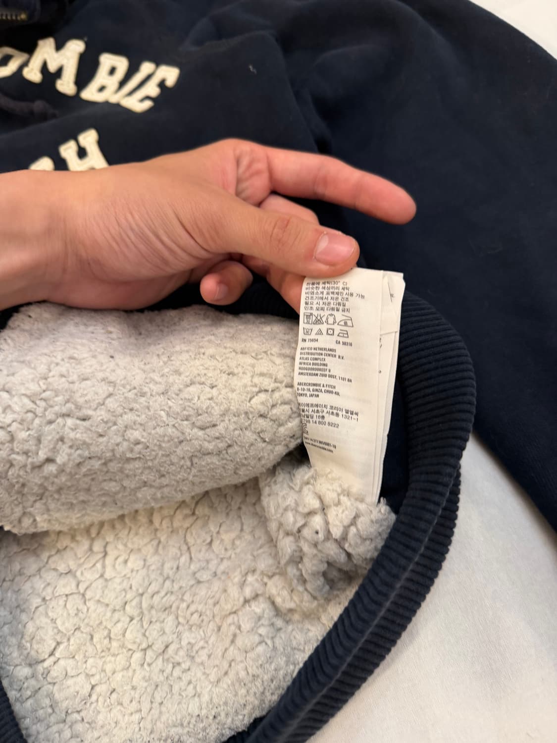 아베크롬비 딱붙핏 울프죠 양털 후드집업 네이비 상품이미지6