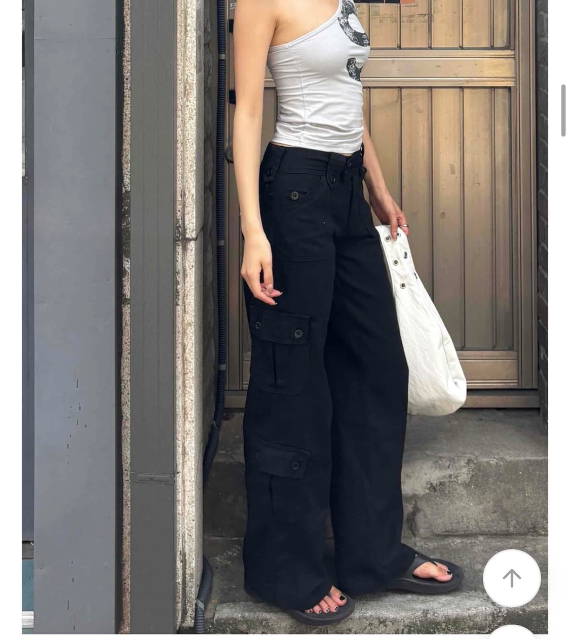 새상품) 로우라이즈 블랙 카고 팬츠 S 상품이미지1