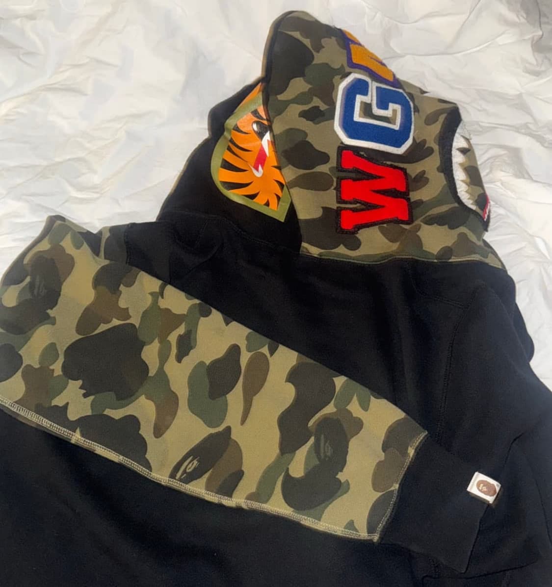 베이프 샤크 반카모 후드집업 L bape 블랙 녹계 상품이미지2