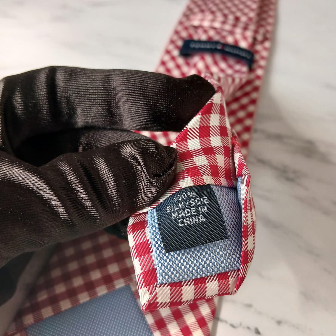 타미 힐피거 실크 레드 체크 패턴 넥타이 7cm A등급 E884 상품이미지8