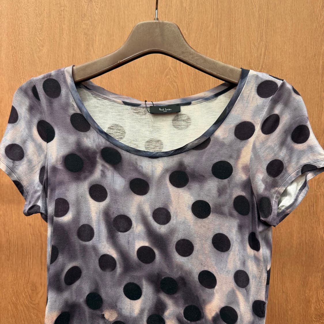 폴스미스 블랙 도트 패턴 반팔 티셔츠 라운드넥 슬림핏 퍼플 그레이 상품이미지4