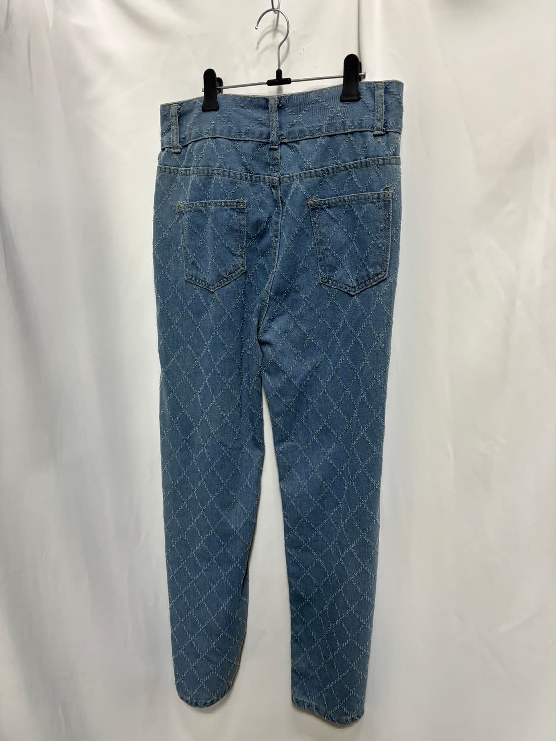 다이아 마름모 패턴 데님 일자 통 팬츠 상품이미지4