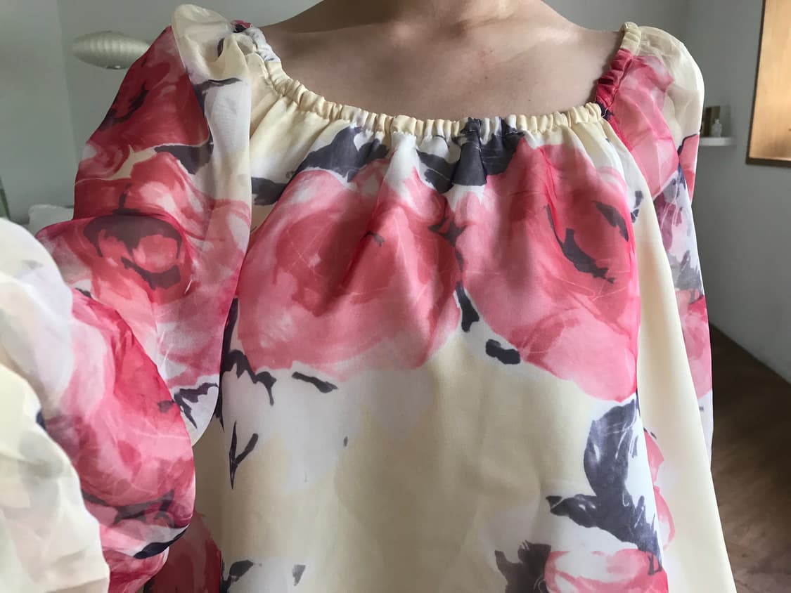 vintage off-shoulder pattern blouse 상품이미지7