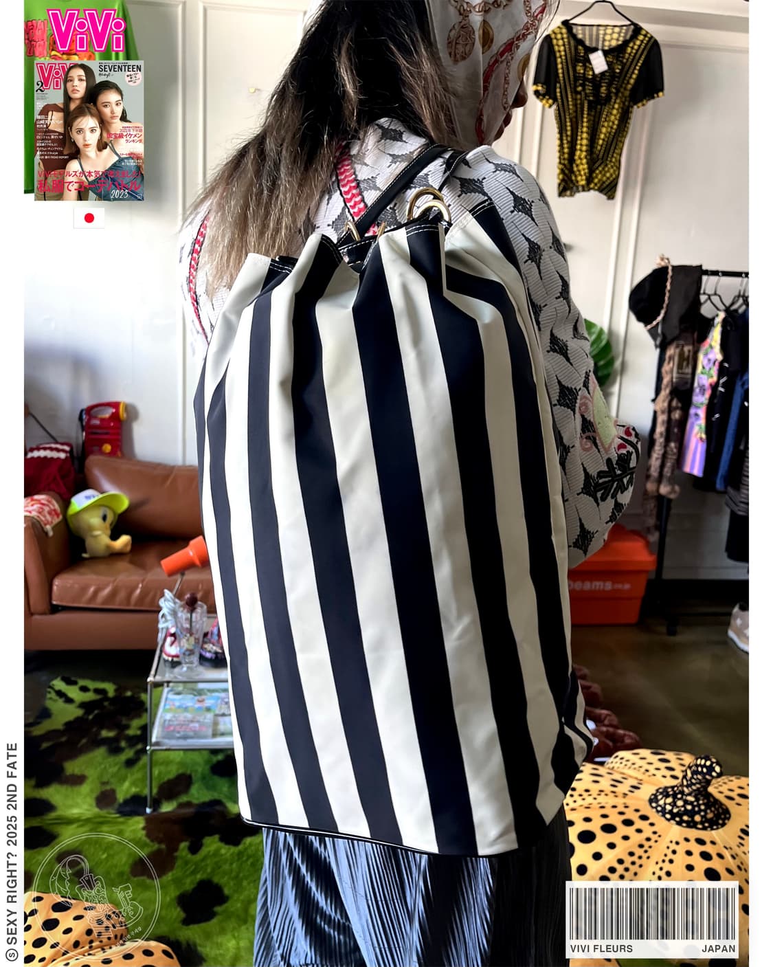ViVi fleurs Stripe Bucket Duffle Bag 상품이미지1