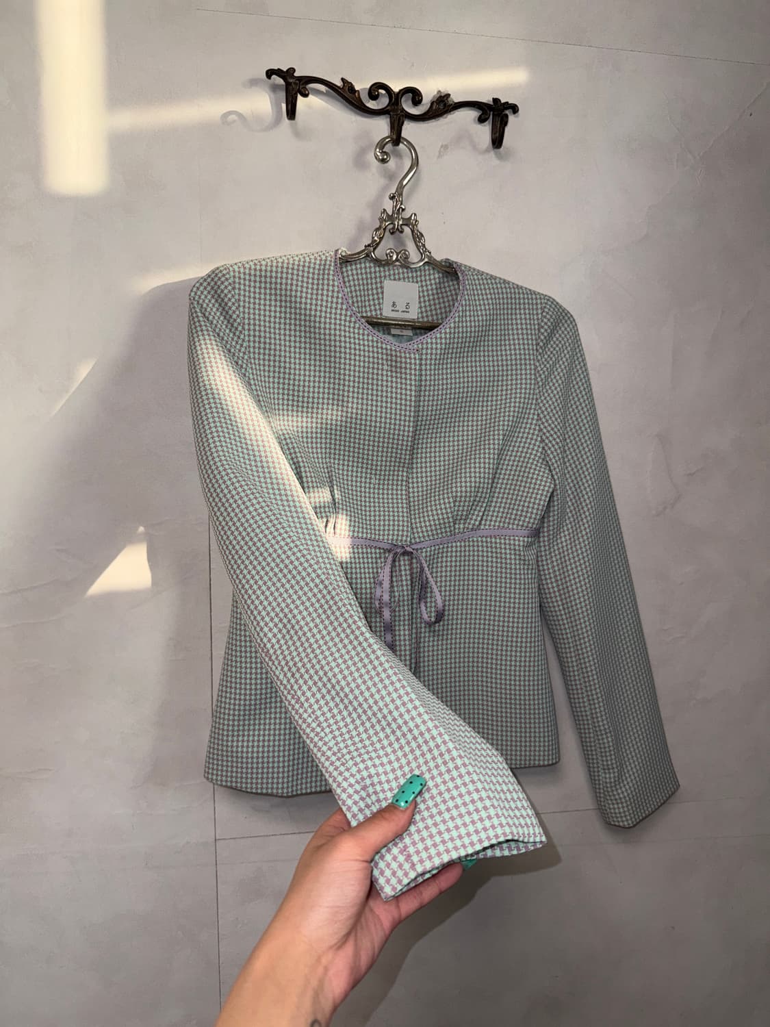 Mint purple houndtooth summer tweed jk 상품이미지3
