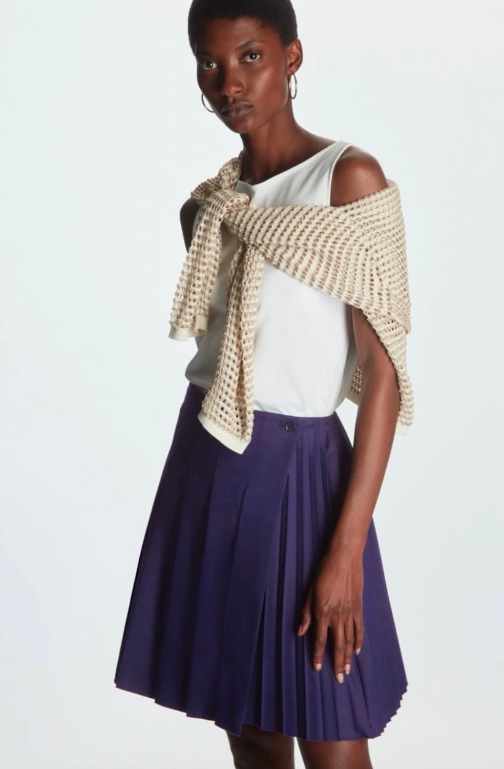 (급처) COS 코스 플리티드 플리츠 스커트 네이비 34사이즈 상품이미지1