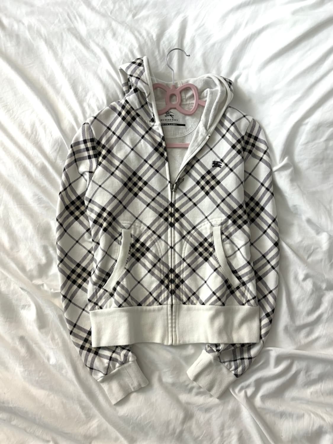 버버리 화이트 체크 후드집업 상품이미지2