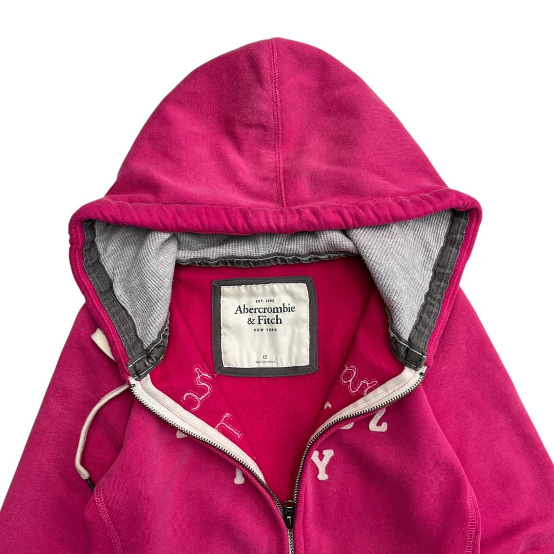 아베크롬비 센터로고 핑크 후드집업 XS 상품이미지5