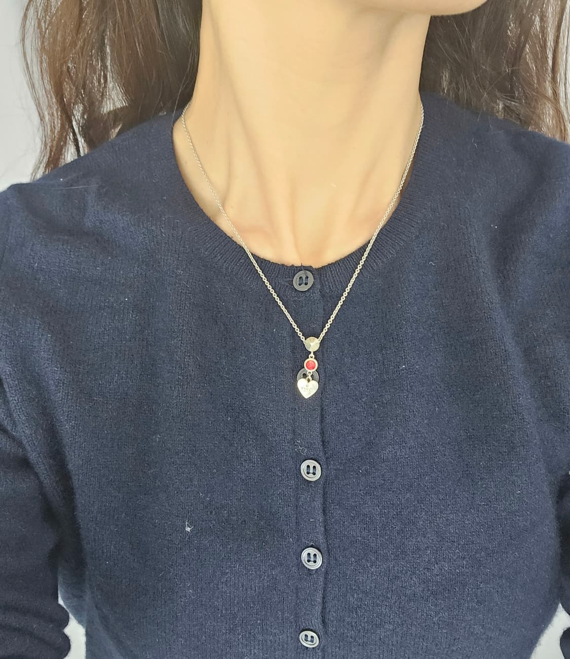 구찌 하트 레드스톤 실버 목걸이 (정품 / 풀세트) 상품이미지8