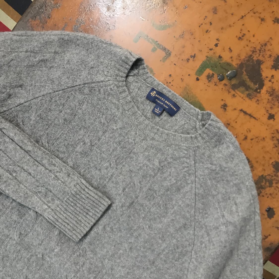 브룩스브라더스 그레이 케이블 울 니트 남성 105 사이즈  상품이미지3
