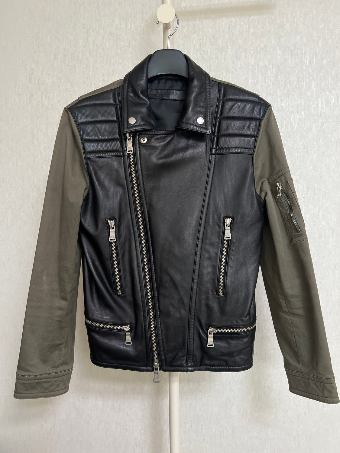 Neil Barrett Leather Mixed Biker Jacket 상품이미지1