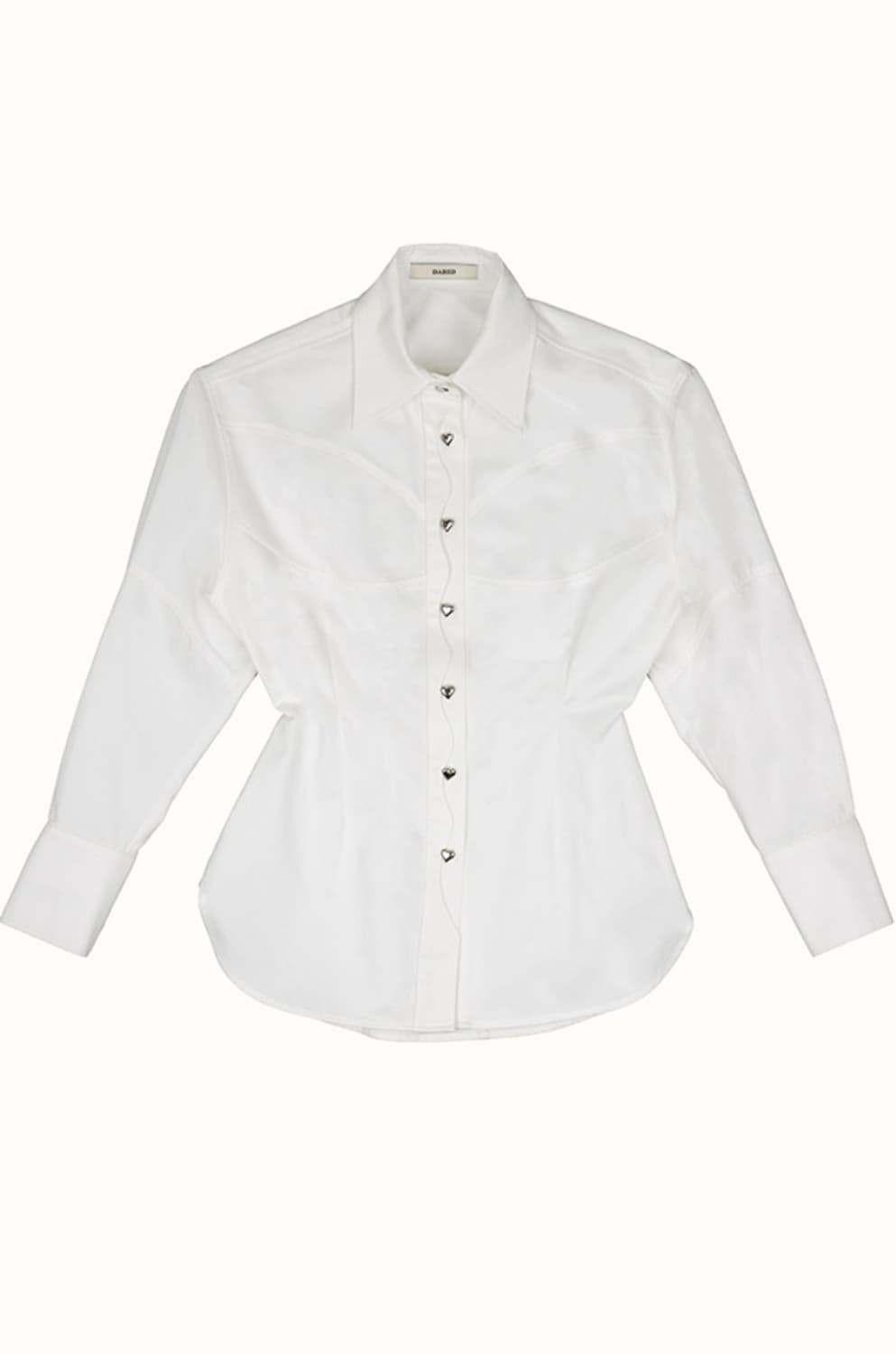 [DARED] HEART BUTTON PINTUCK SHIRT 상품이미지1